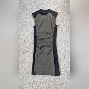 Anthropologie Olive and Black Midi Dress